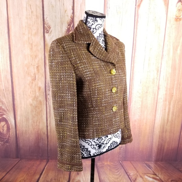 Veste Blazer Tweed Noir Et Blanc Lafayette 148 New York - Taille 8 - Occasion Très Bon état